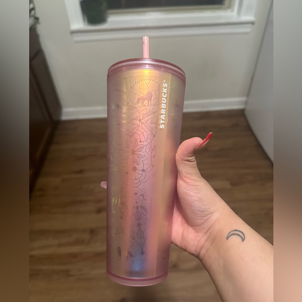 💖Starbucks 2022 HOLIDAY WOODLAND Light Pink LACE Soft-Touch Tumbler CHRISTMAS